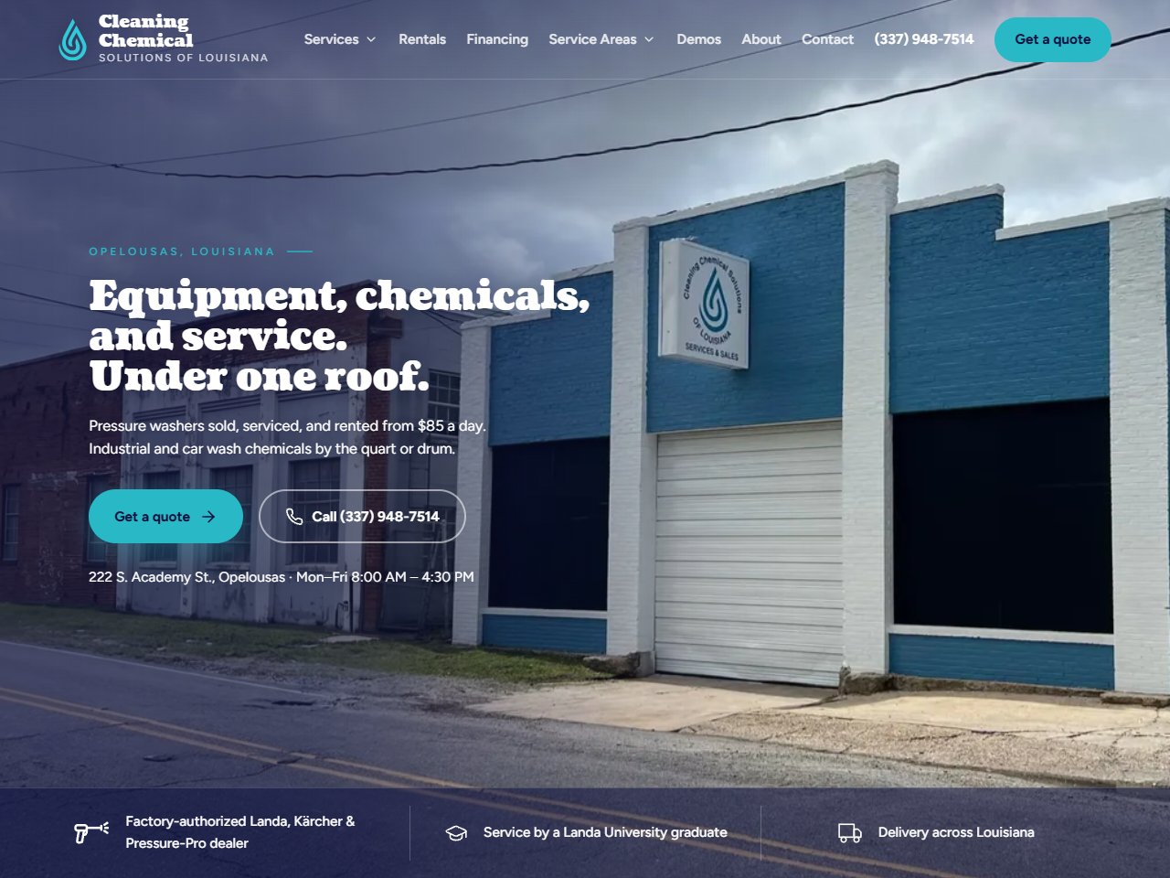 Cleaning Chemical Solutions of Louisiana website, Pressure Washer Sales, Service & Chemicals in Opelousas, LA