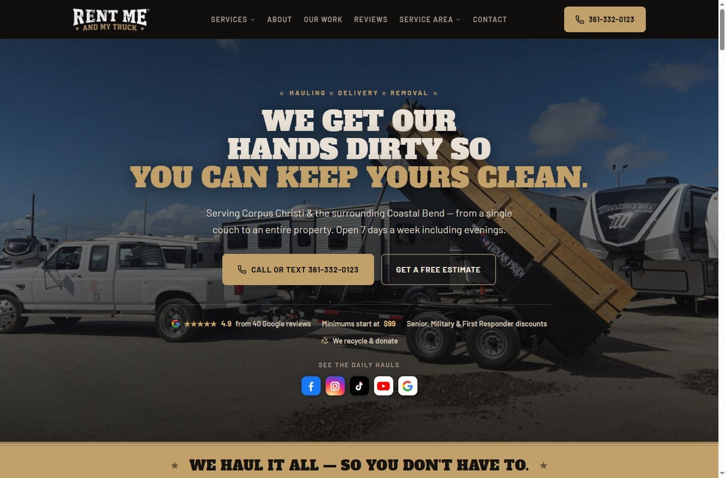 Rent Me and My Truck website — Junk Removal & Hauling in Corpus Christi, TX