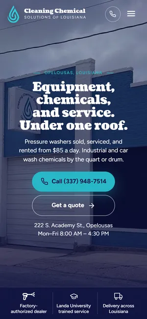 Cleaning Chemical Solutions of Louisiana website on a phone