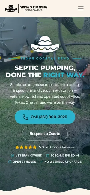 Gringo Pumping website on a phone
