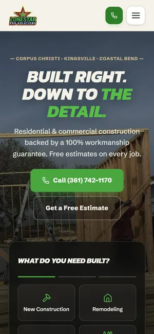 Lonestar Pro Solutions website on a phone