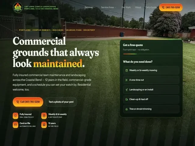 LRT Lawn Care & Landscaping website on a desktop
