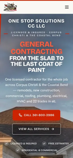 One Stop Solutions CC website on a phone
