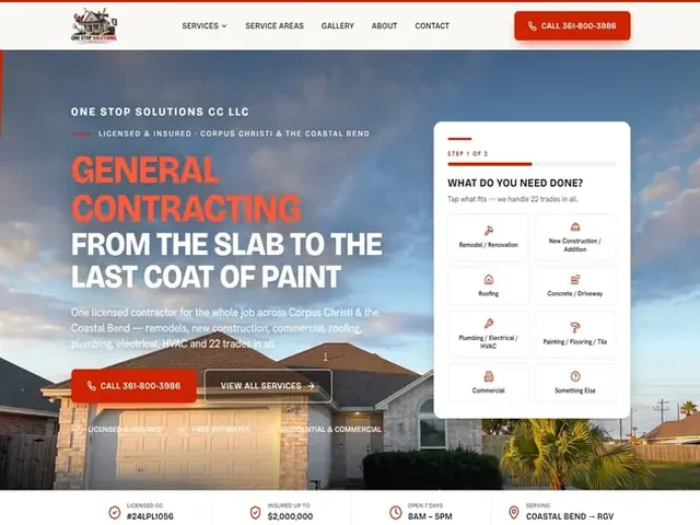One Stop Solutions CC website on a desktop