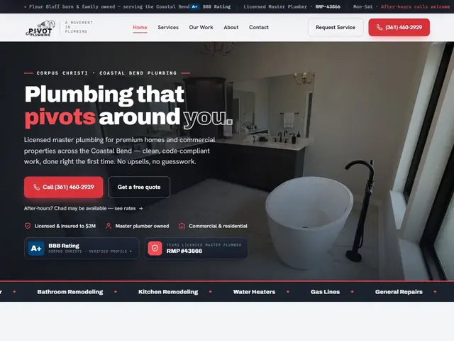 Pivot Plumbing website on a desktop