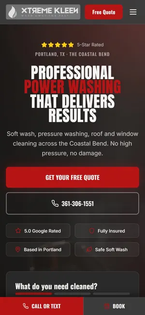 Xtreme Kleen website on a phone